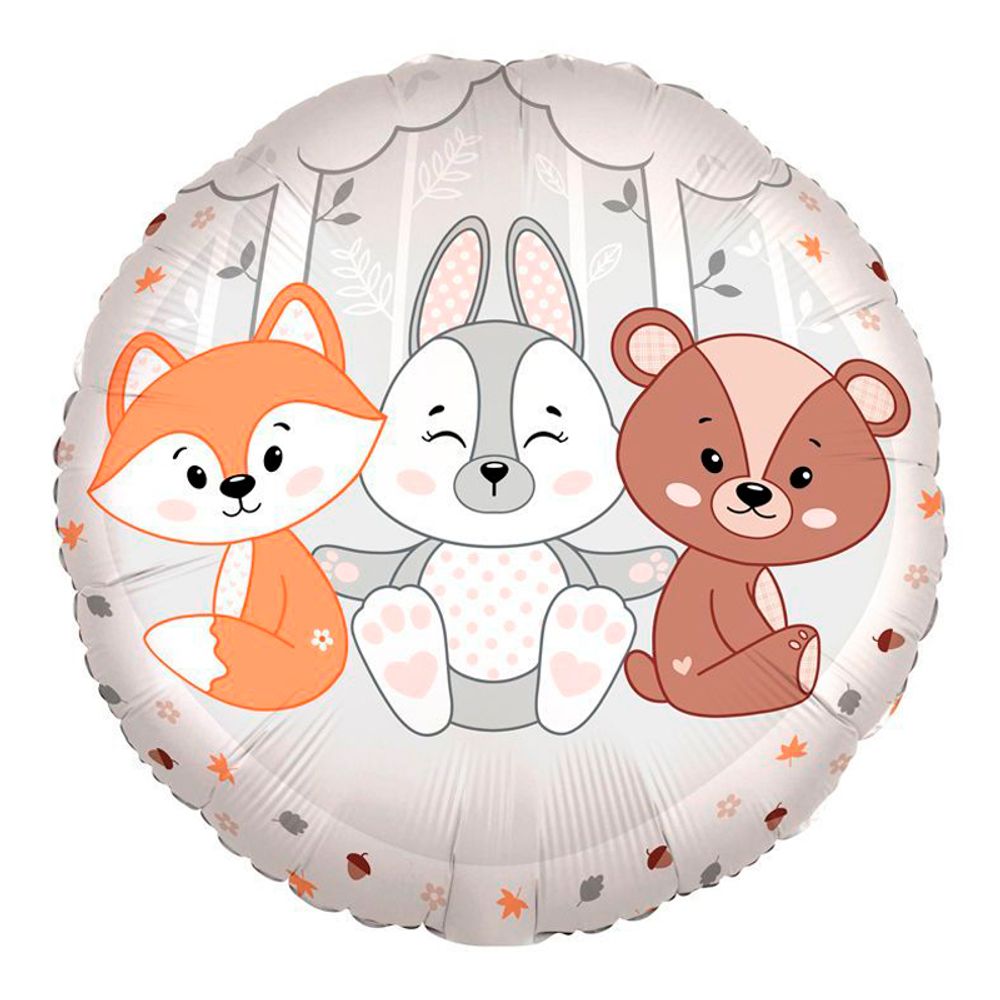 Волшебный лес, животные, фольгированный шар