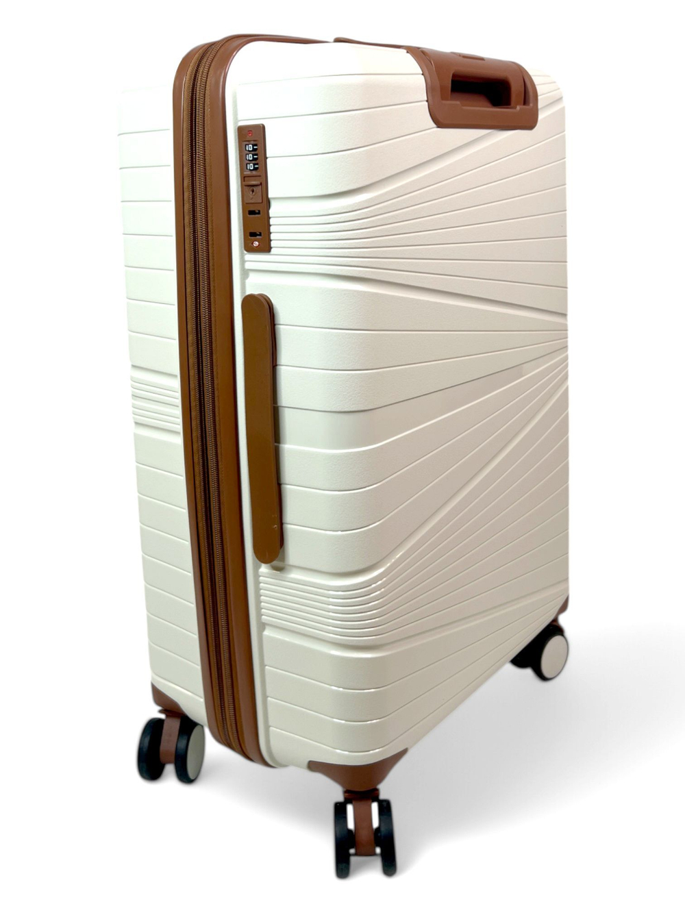 Средний чемодан Mironpan 23103, Молочный, M+