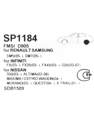 Колодки тормозные NISSAN X-Trail (T30),Pathfinder (R50) задние (4шт.) SANGSIN