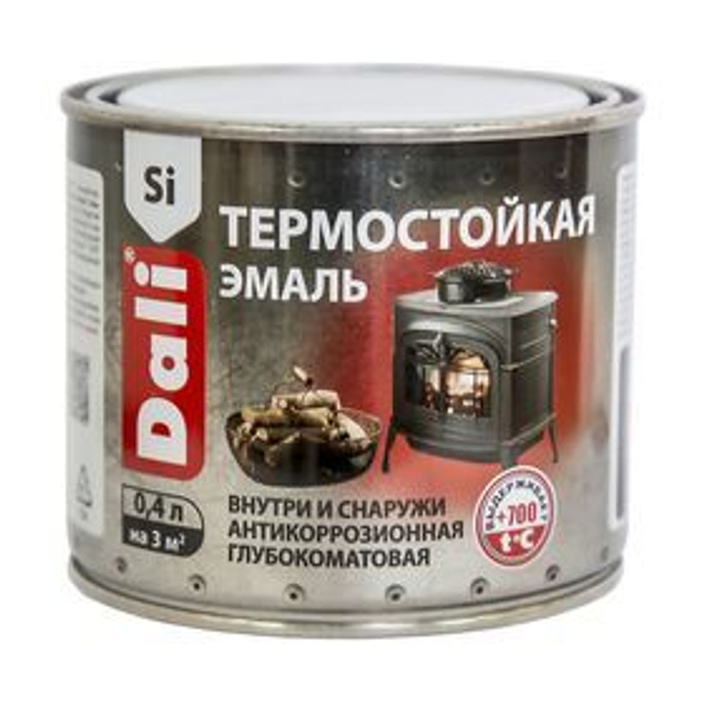 Эмаль термостойкая "DALI" 0,4л СЕРЕБРО