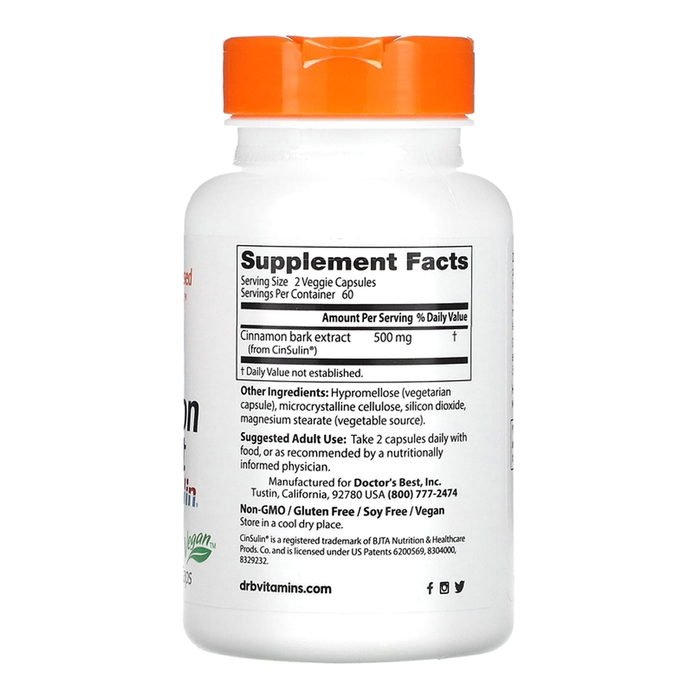 Экстракт корицы с Cinnulin PF 250 мг, Cinnamon Extract with Cinnulin PF 250 mg, Doctor&#39;s best, 120 вегетарианских капсул 2