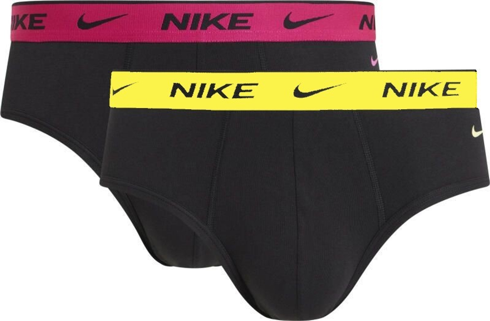 Боксерки теннисные Nike Everyday Cotton Stretch Brief 2P - black/laser fuchsia/light laser orange