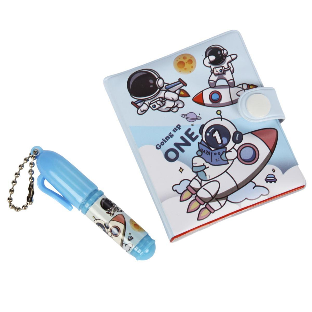 Набор "Космонавт" на блистере: блокнот в ПВХ обложке 6*7 см +ручка шариковая мини, С-40035