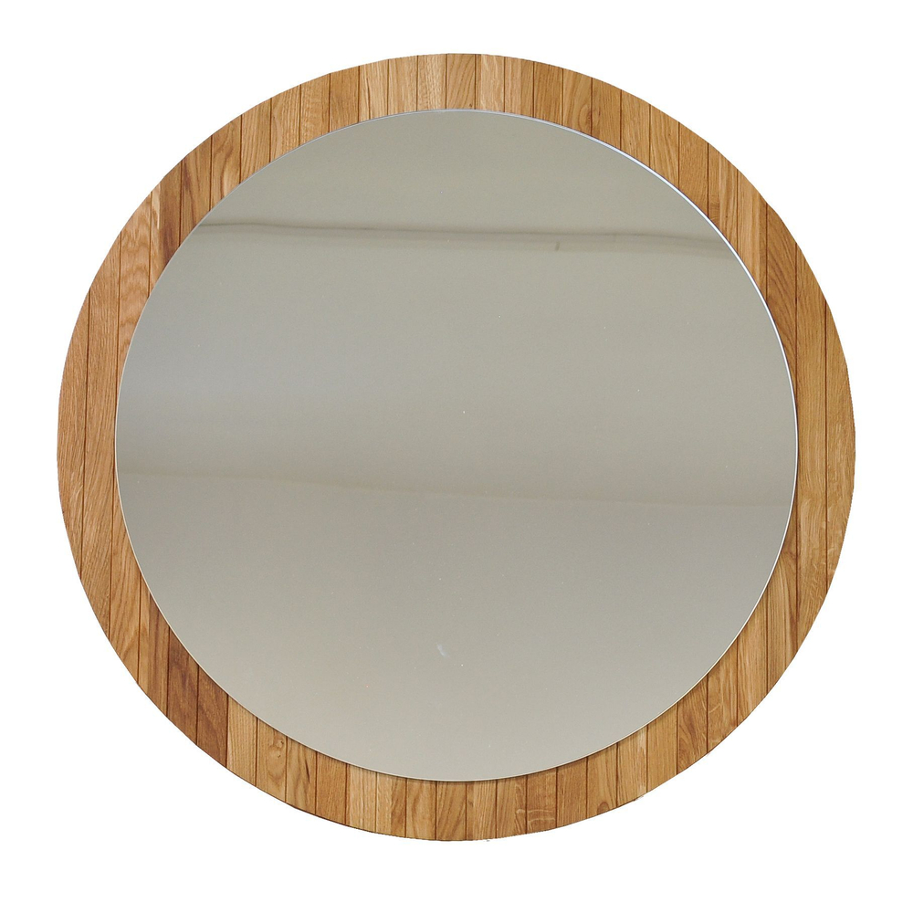 Зеркало настенное круглое Пиафорте 81х81 см с деревянной рамой / зеркало в прихожую из массива дикого дуба в стиле лофт