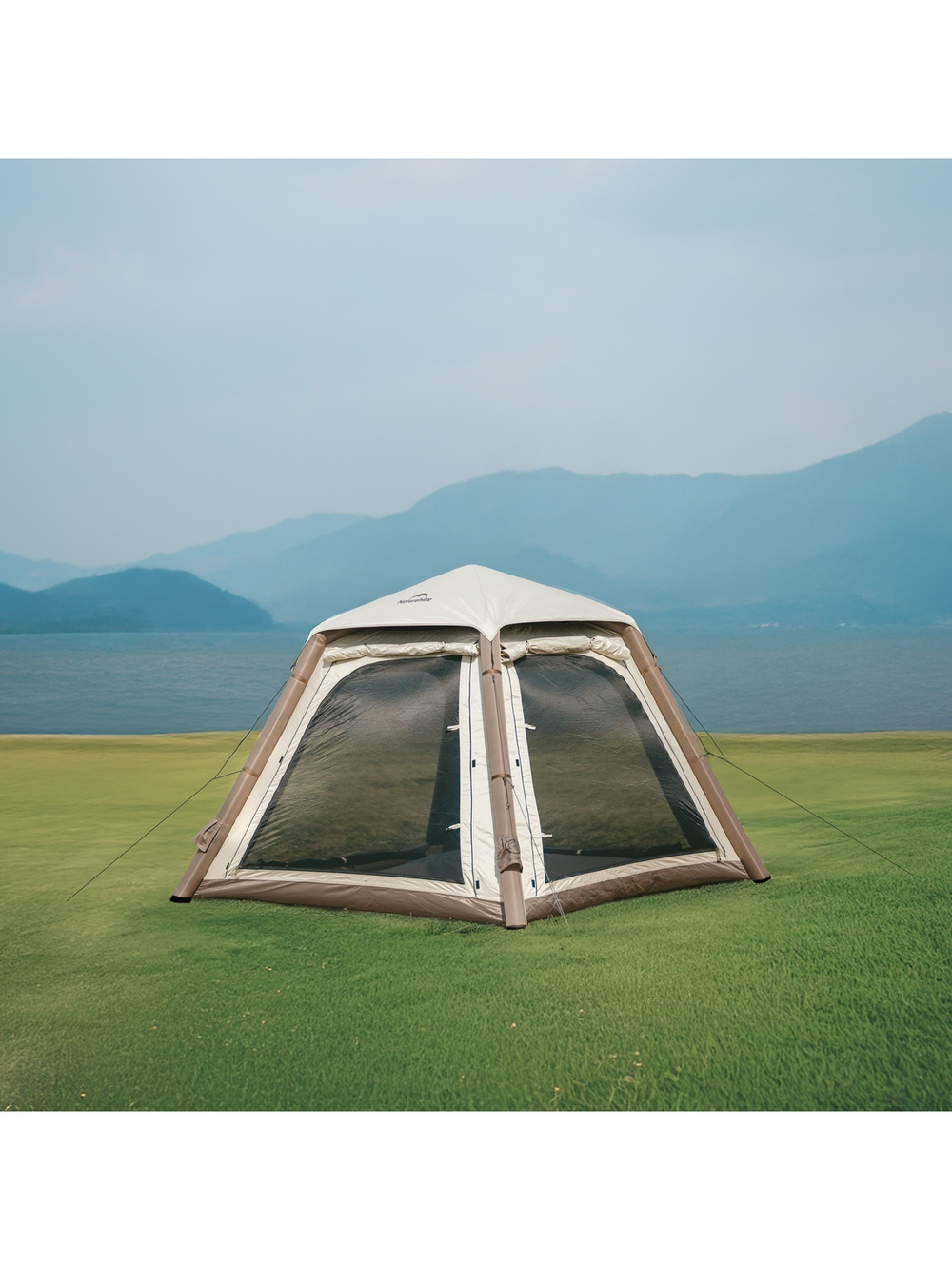 Палатка Naturehike Ango Air Pro, 3-местная, быстросборная, надувной каркас, коричневая