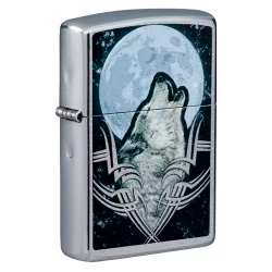 Зажигалка Zippo 49261 Howling Wolf Design, Street Chrome