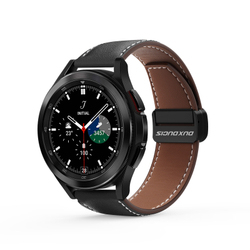 Ремешок из натуральной кожи черного цвета для смарт часов Samsung Galaxy Watch 45 и 46мм (размер крепления 22мм), серия YA Series от Dux Ducis