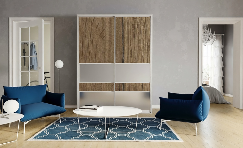 Дверь-купе ARISTO С, ЛДСП EGGER, профиль сатин молочный