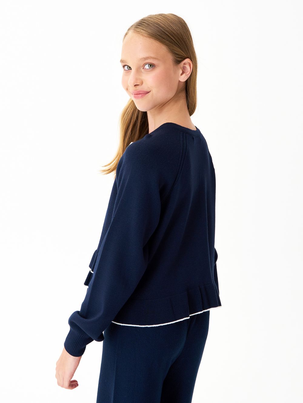 Кардиган для девочки 1165 сине-белый