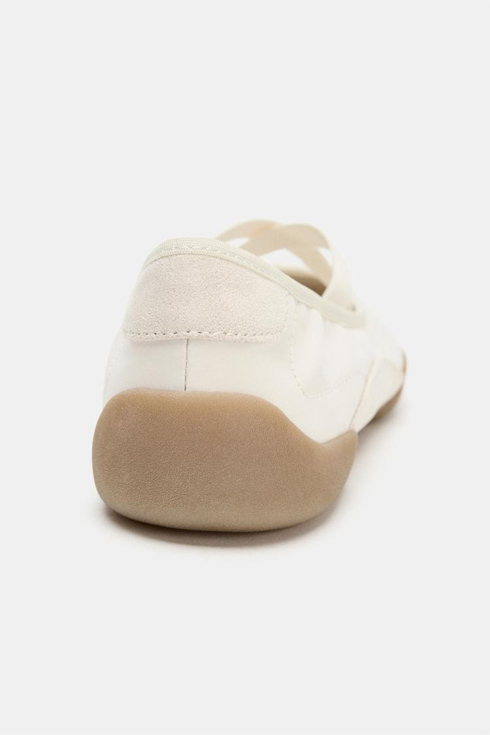 ZARA БАЛЕТКИ В СПОРТИВНОМ СТИЛЕ С ЭЛАСТИЧНЫМИ РЕМЕШКАМИ, ЭКРЮ