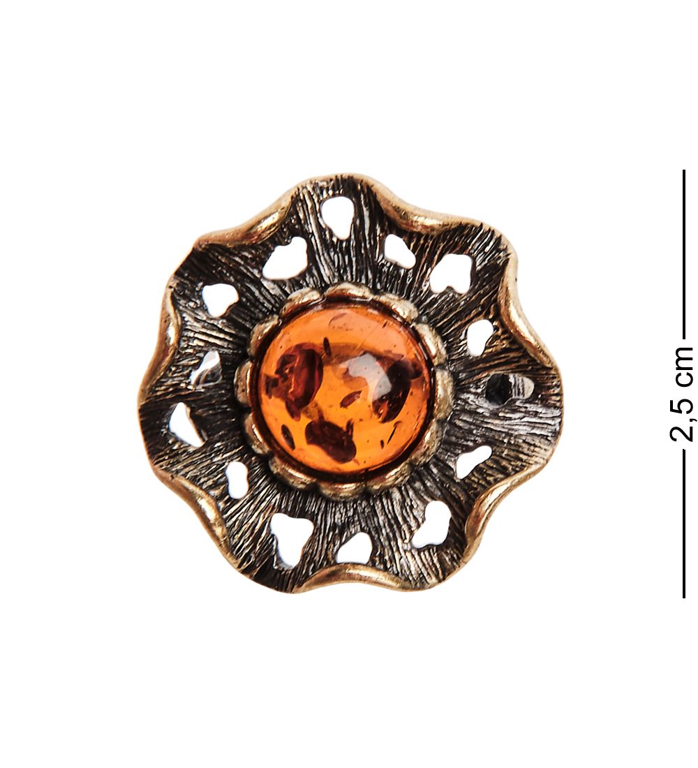 AM-2842 Кольцо «Ветерок» (латунь, янтарь)