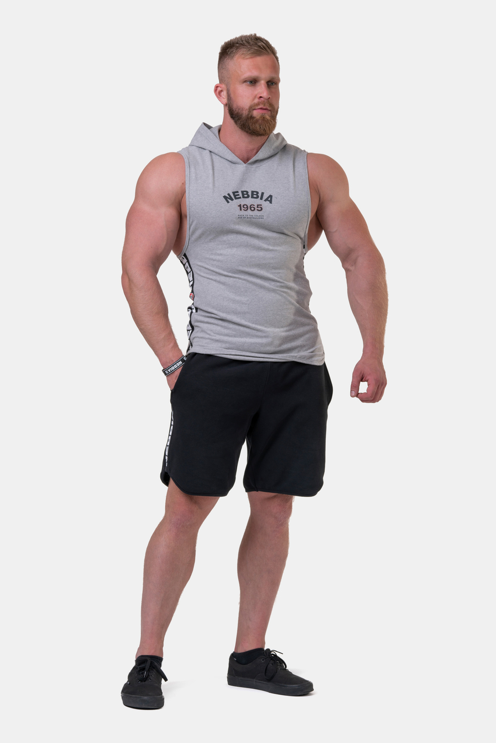 Мужская майка c капюшоном Nebbia Legend-approved hoodie tank top 191 Light grey