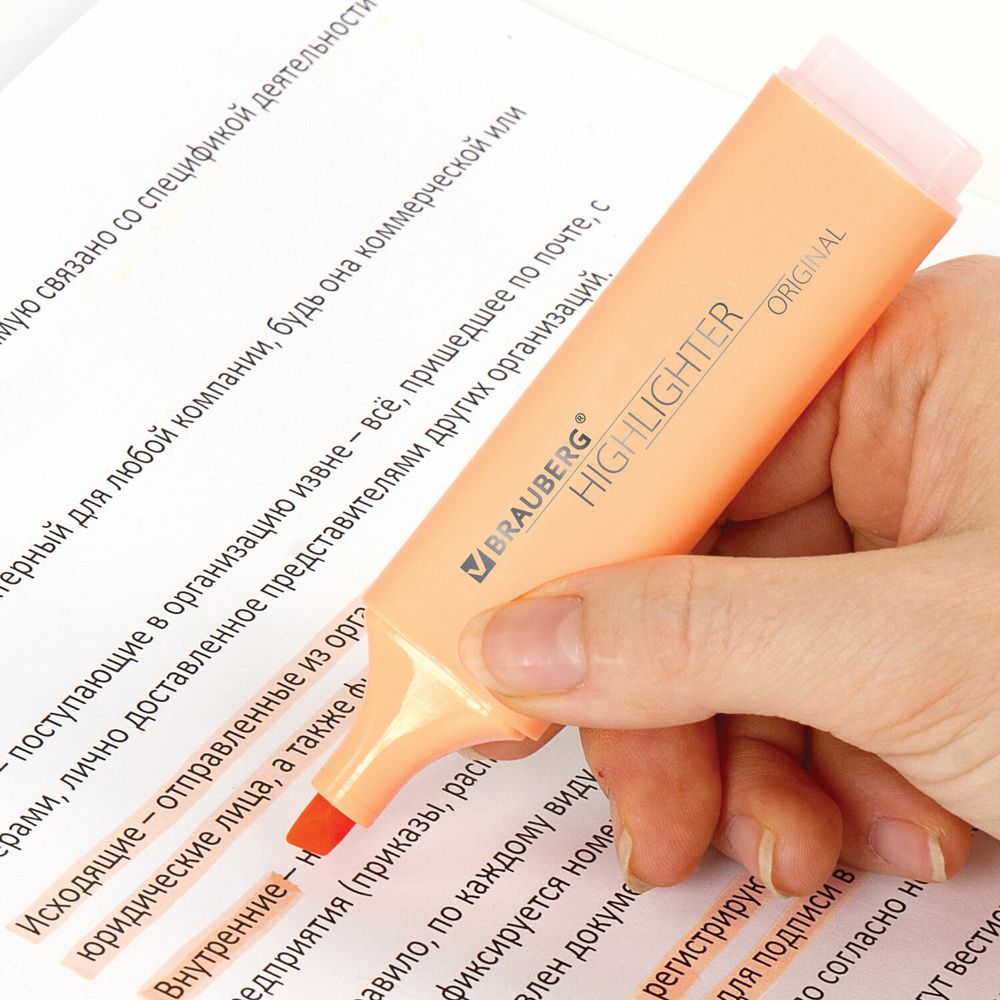 Текстовыделитель BRAUBERG "ORIGINAL PASTEL" ПЕРСИКОВЫЙ линия 1-5 мм (24 штуки в упаковке)