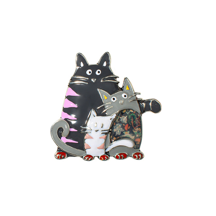 Брошь Shadore Котики XZ2051.2 BW/S