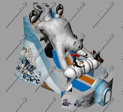 Большой надувной батут-горка "Мишка на севере"