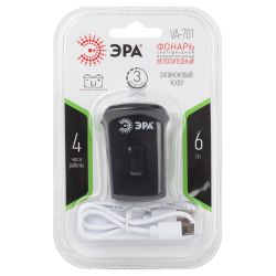 Велосипедный фонарь светодиодный ЭРА VA-701 6 Вт, SMD, аккумуляторный, передний, micro USB, черный | Велосипедные  фонари