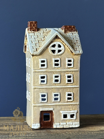 Декоративный подсвечник из керамики "Домик бежевый" CAMPO Home & Garden 11x9xH22 см