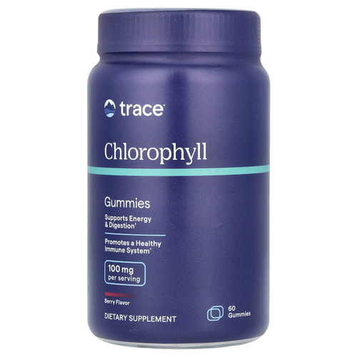 Trace, Жевательные мармеладки с хлорофиллом, ягодные, 60 жевательных таблеток (50 мг в 1 жевательной мармеладке)