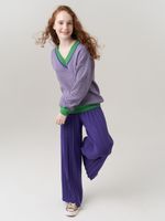 Школьные широкие брюки для девочки AT726-2 сиреневый