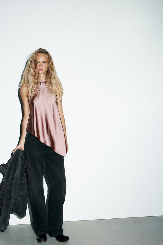 ZARA ДЖИНСЫ TRF STRAIGHT WIDE С ВЫСОКОЙ ПОСАДКОЙ, КОРИЧНЕВЫЙ
