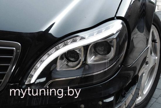 Передние фары daylight black для Mercedes S W220