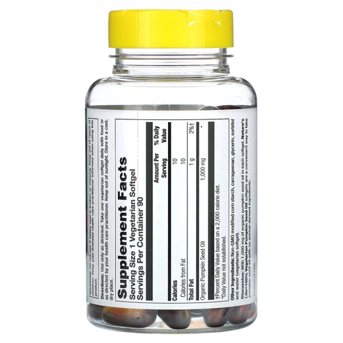 Nature's Life, тыквенное масло, 90 вегетарианских капсул (1000 мг в 1 капсуле)