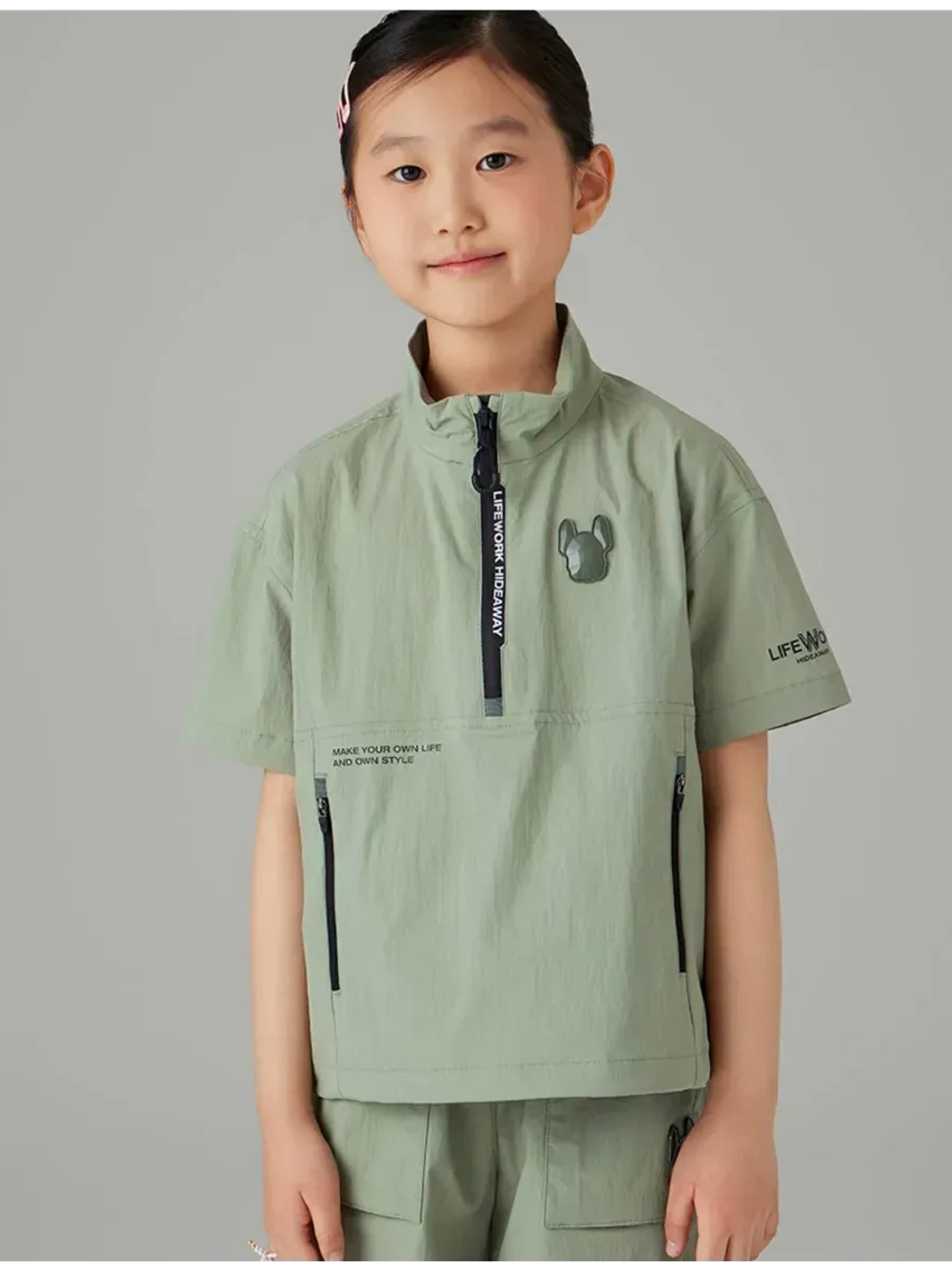 Анорак с короткими рукавами из нейлона