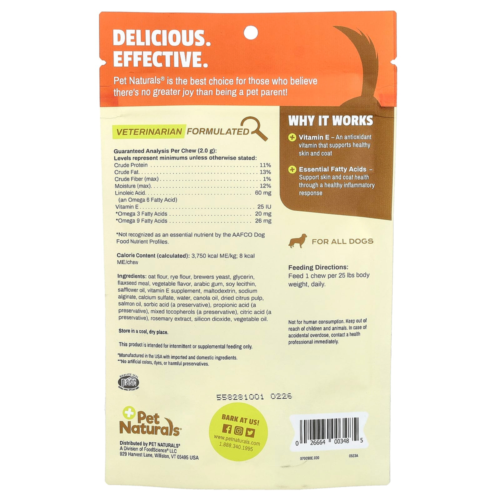 Pet Naturals, Кожа + мех, для собак, 30 жевательных таблеток, 2,12 унции (60 г)