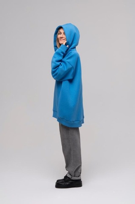 Свитшот oversize с капюшоном, Синий