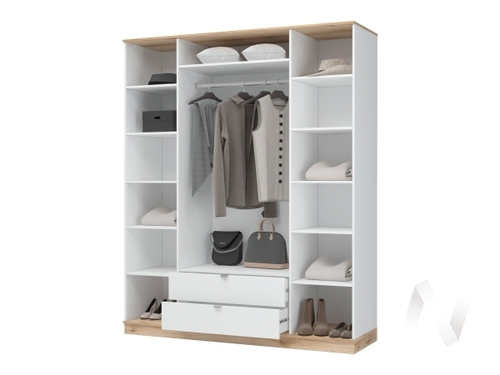 Шкаф 4-х створчатый с зеркалом МС Юкки (дуб делано/белый)