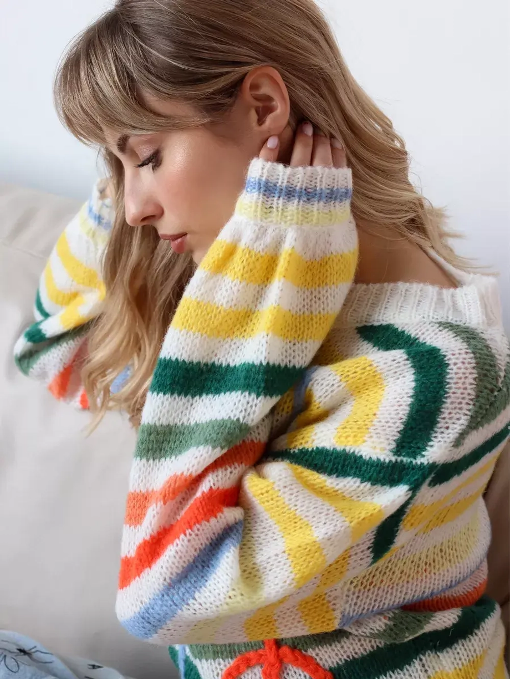 Свитер сетка паутинка в полоску