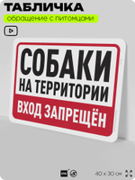 Табличка "На территории есть собаки, вход запрещен" на дверь и забор, для двора, дома, подъезда, 40х30 см, Silver Plane x Айдентика Технолоджи