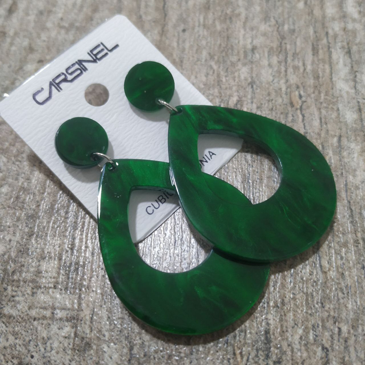 Серьги-гвоздики Murena круг капля цвет зеленый перламутровый