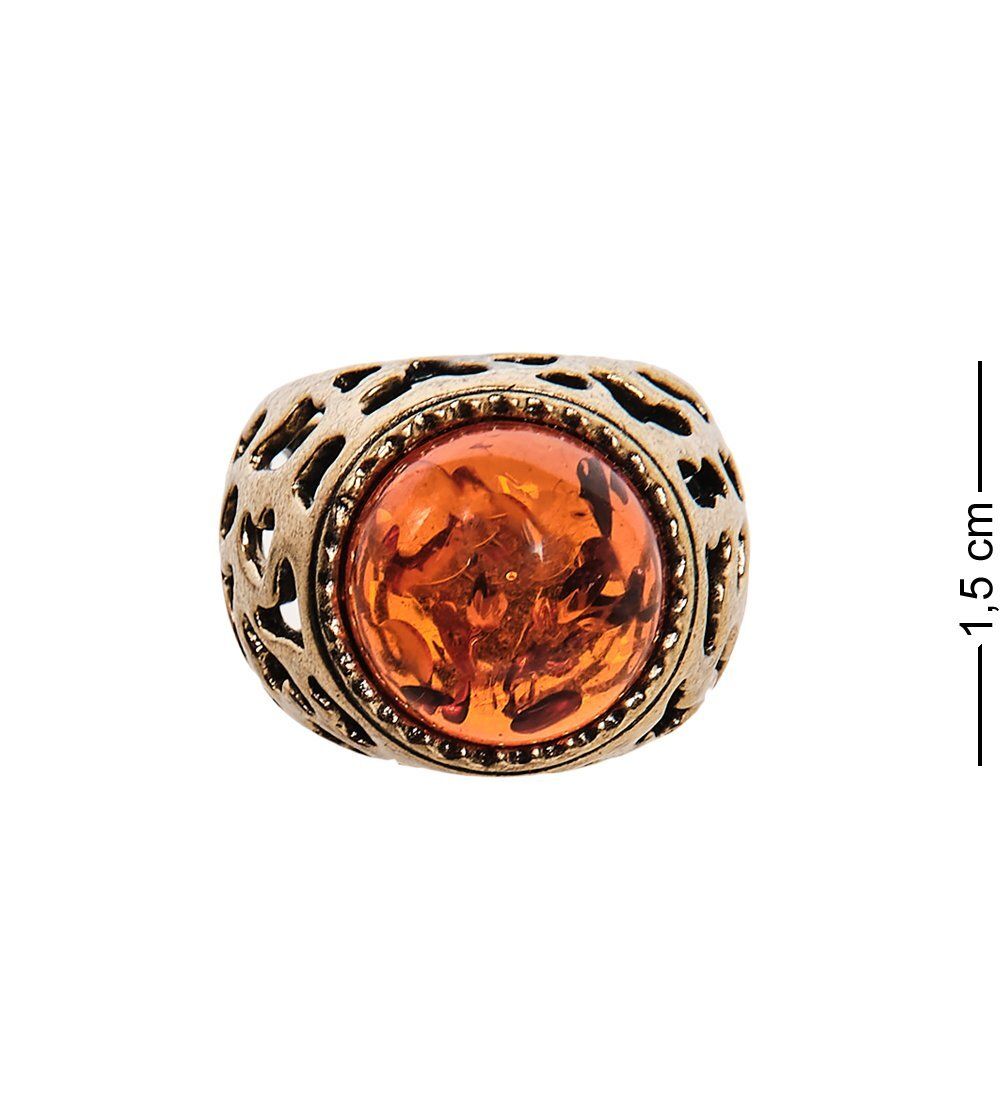 AM-2511 Кольцо «Узор» (латунь, янтарь)