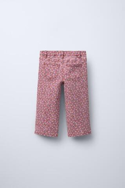 ZARA БРЮКИ-КЮЛОТЫ ИЗ ТВИЛА С ЦВЕТОЧНЫМ ПРИНТОМ, МАЛИНОВЫЙ
