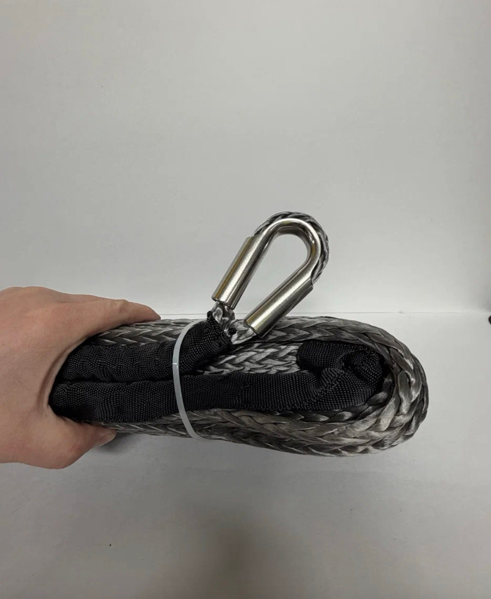 Трос для лебедки синтетический 12 мм х 25 метров кевларовый, канат, усилие на разрыв 12 000 кг серый (1 шт.)