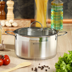 Кастрюля нерж, 5.8 л, с крыш, Daniks, Бонн, GS-01319-24CA, индукц