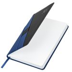 Ежедневник датированный 2025 А5 138х213 мм BRAUBERG "Swirl", под кожу, держатель для ручки, синий, 115911