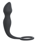 Серое эрекционное кольцо Sensation с анальным стимулятором