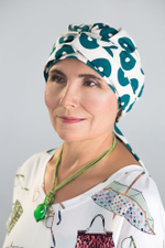 Тюрбан Эмма Лен, шапочка с лентами, зеленые колечки