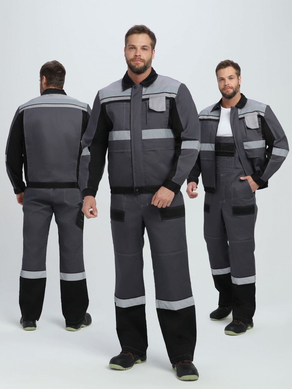 Костюм Вивантек-2 СОП У. (тк.Смесовая,240) п/к, т.серый/черный/св.серый