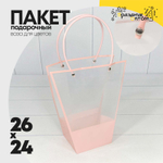 Пакет подарочный 24х26х11см Ваза для цветов (Розовый)