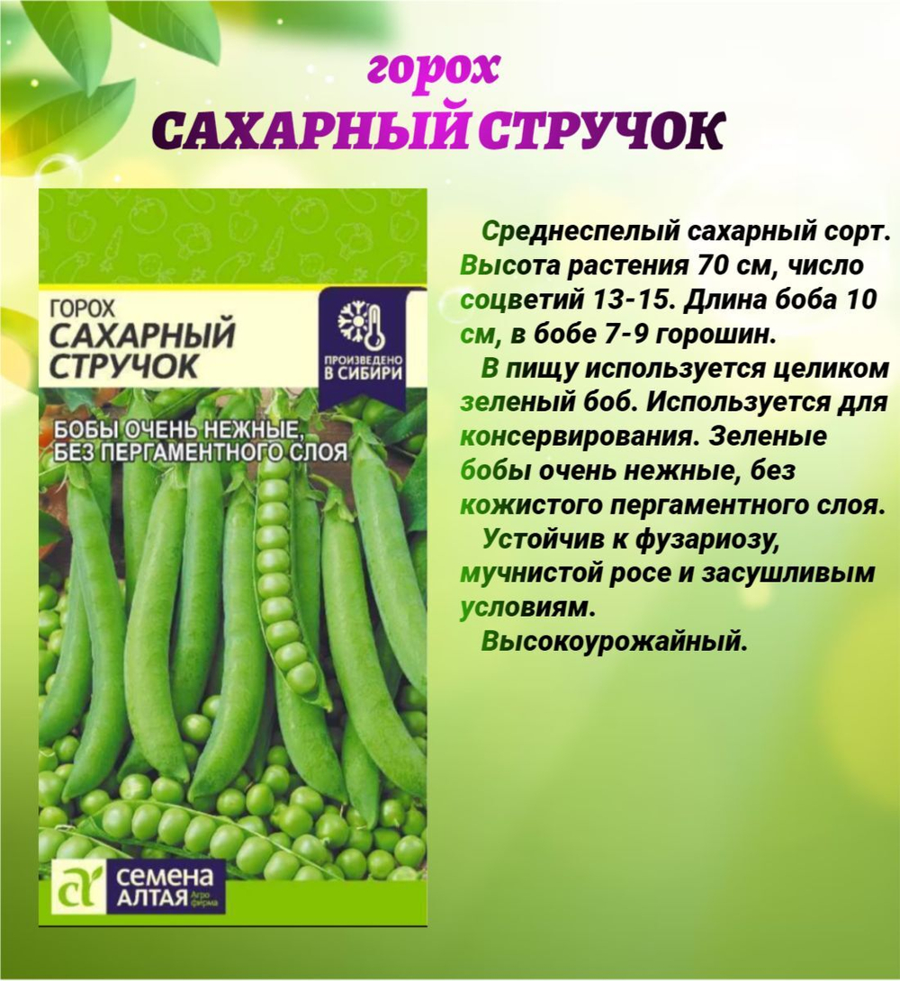 Набор семян гороха с великолепным вкусом. Семена Алтая.