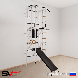 Шведская стенка Sv Sport 508 (Турник стандарт/Брусья/Стойка/Скамья/Канат/Кольца/Лестница)