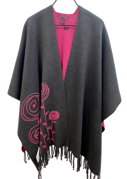 Накидка женская НК533-24/15 "Розы" графитовая