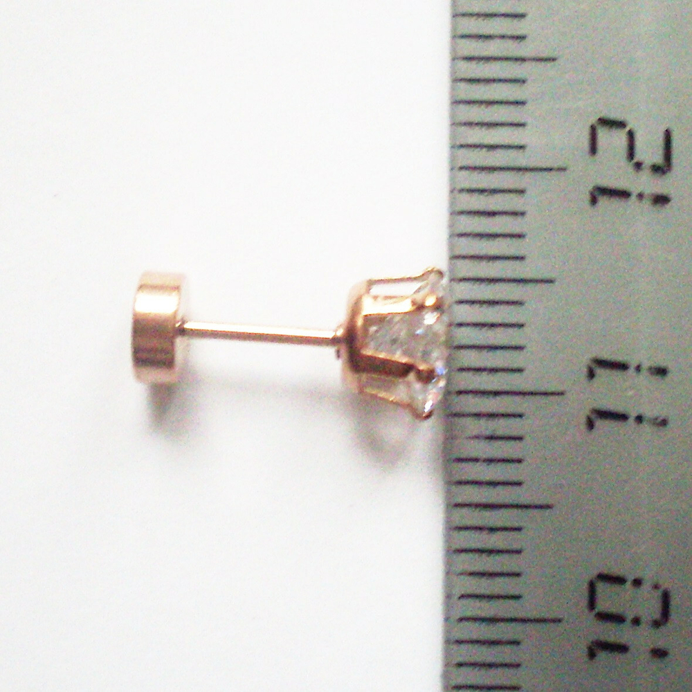 Микроштанга ( 6 мм) для пирсинга уха с кристаллом 6 мм. Медицинская сталь, золотое анодирование.