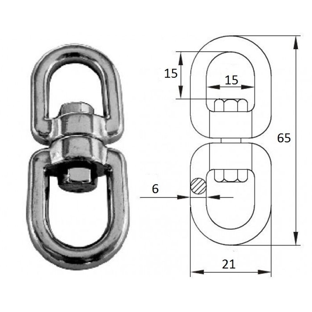 Вертлюг петля-петля 6мм