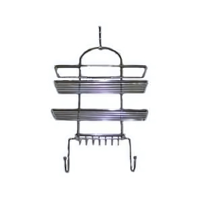 Полка для ванной комнаты настенная (2 полочки+мыльница+крючки) нерж сталь