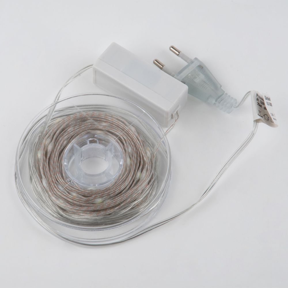 ULD-S1000-100-DTA MULTI IP20 DEW BAND Гирлянда светодиодная Полоса. 10м. 100 светодиодов. Разноцветный свет. Провод прозрачный. ТМ Uniel