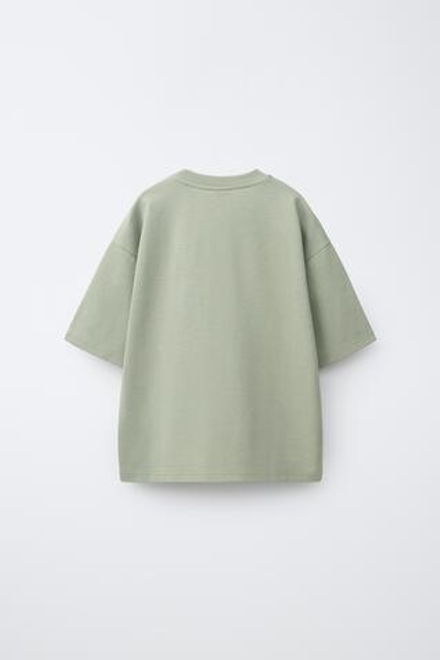ZARA ОДНОТОННАЯ ФУТБОЛКА ИЗ ИНТЕРЛОКА, СЕРО-КОРИЧНЕВЫЙ